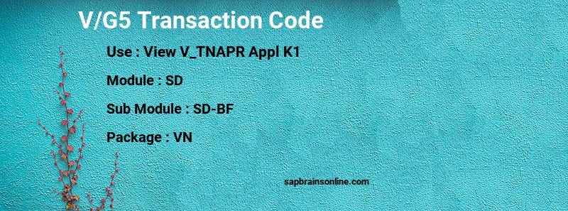 SAP V/G5 transaction code