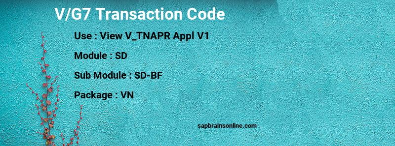SAP V/G7 transaction code