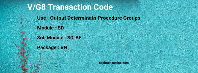 SAP V/G8 transaction code