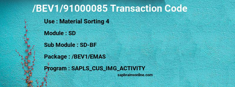SAP /BEV1/91000085 transaction code
