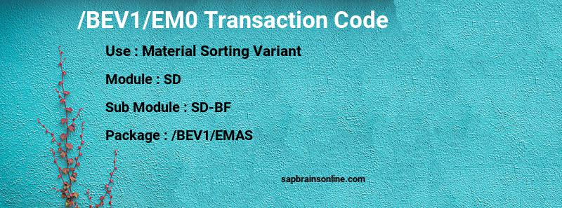 SAP /BEV1/EM0 transaction code