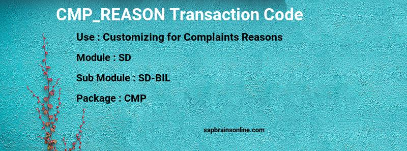 SAP CMP_REASON transaction code