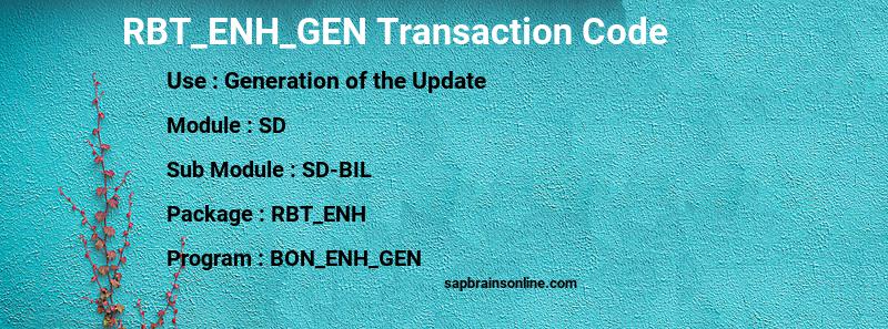 SAP RBT_ENH_GEN transaction code