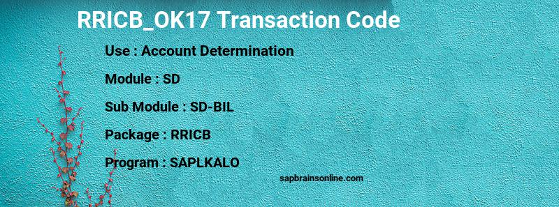 SAP RRICB_OK17 transaction code