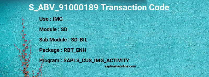 SAP S_ABV_91000189 transaction code