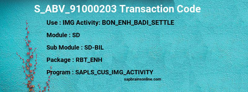 SAP S_ABV_91000203 transaction code
