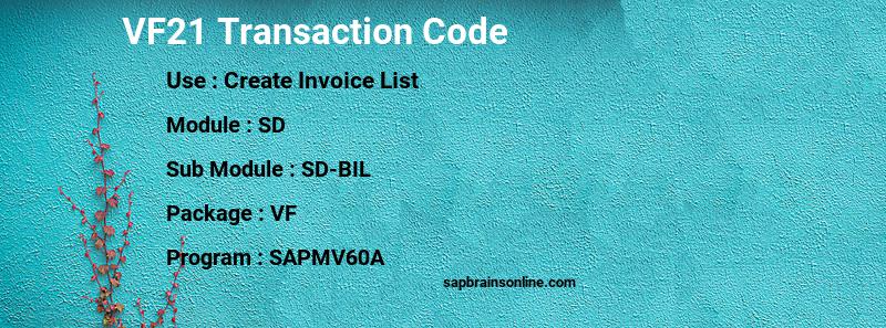 SAP VF21 transaction code