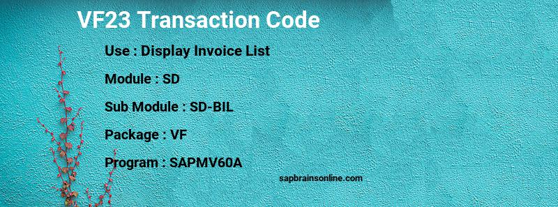 SAP VF23 transaction code