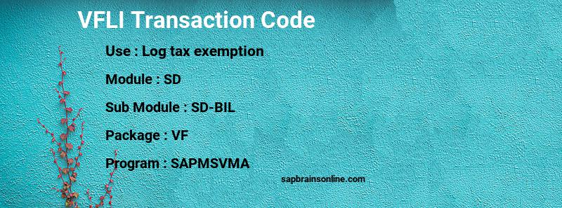 SAP VFLI transaction code