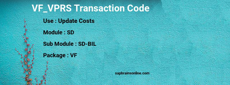 SAP VF_VPRS transaction code