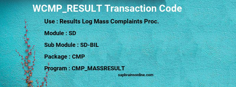 SAP WCMP_RESULT transaction code