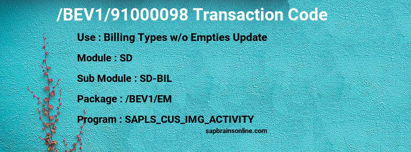 SAP /BEV1/91000098 transaction code