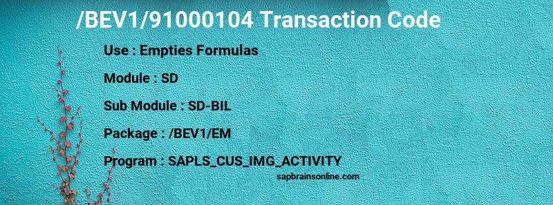 SAP /BEV1/91000104 transaction code