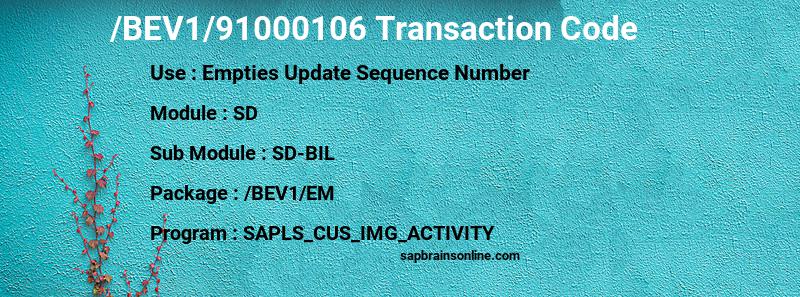 SAP /BEV1/91000106 transaction code