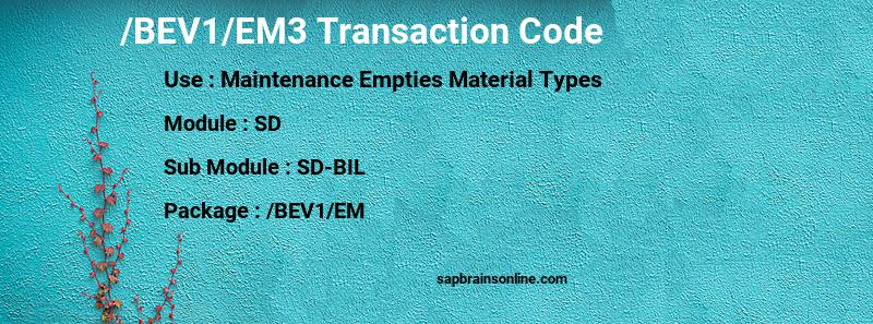 SAP /BEV1/EM3 transaction code