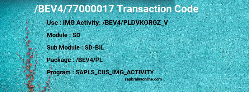SAP /BEV4/77000017 transaction code