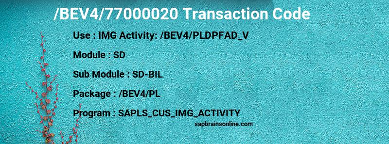 SAP /BEV4/77000020 transaction code