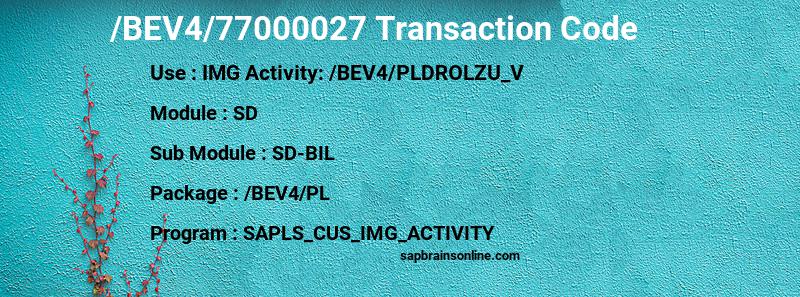 SAP /BEV4/77000027 transaction code