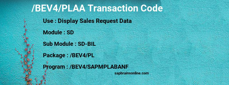 SAP /BEV4/PLAA transaction code