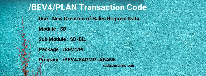SAP /BEV4/PLAN transaction code