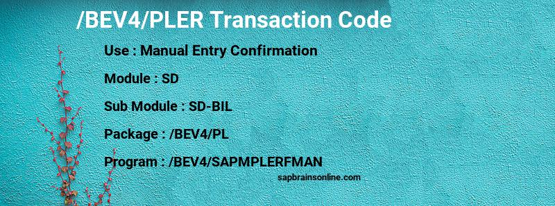 SAP /BEV4/PLER transaction code