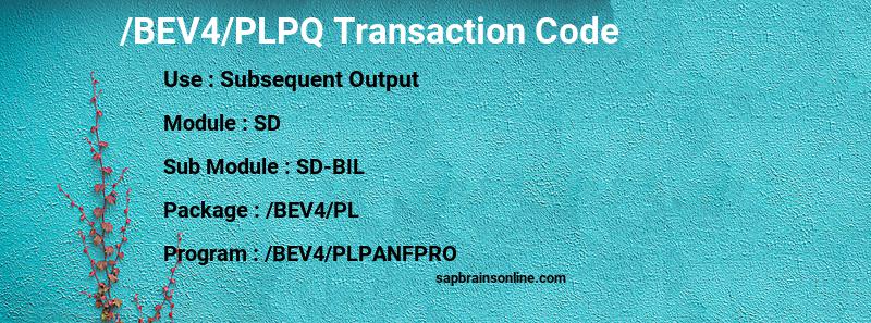 SAP /BEV4/PLPQ transaction code