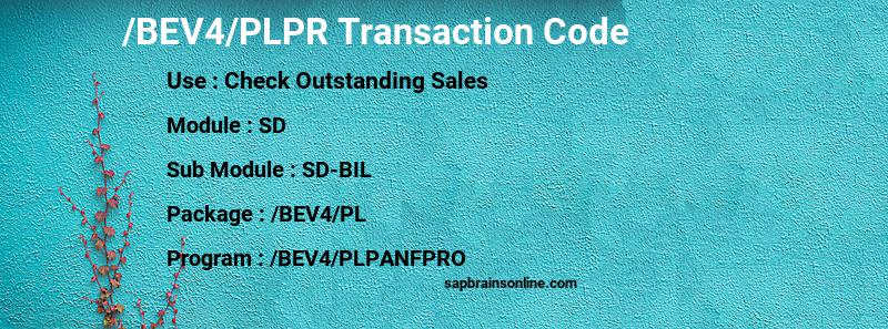 SAP /BEV4/PLPR transaction code