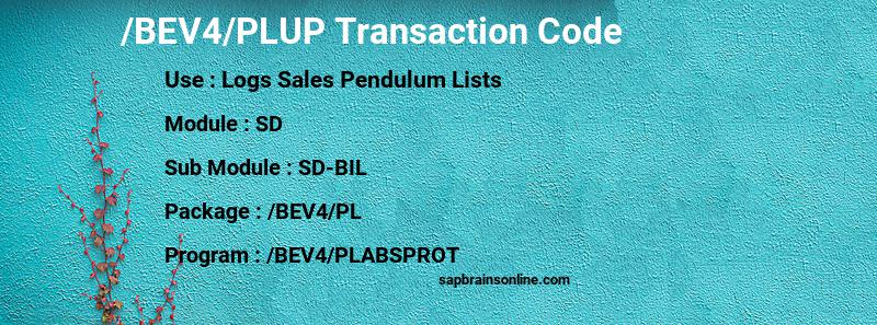 SAP /BEV4/PLUP transaction code