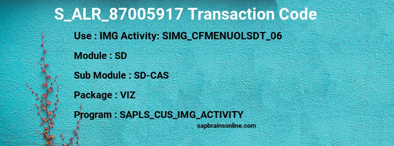 SAP S_ALR_87005917 transaction code