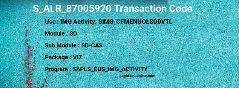 SAP S_ALR_87005920 transaction code
