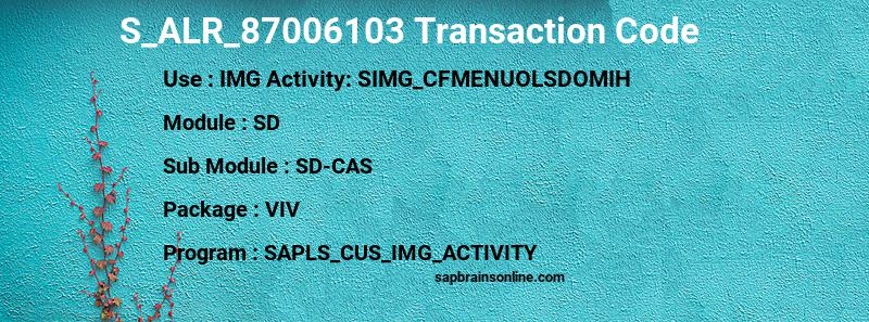SAP S_ALR_87006103 transaction code