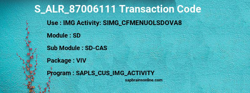 SAP S_ALR_87006111 transaction code