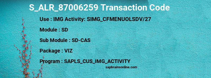 SAP S_ALR_87006259 transaction code