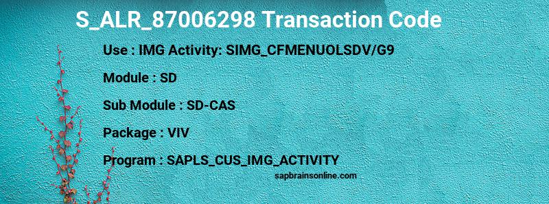 SAP S_ALR_87006298 transaction code