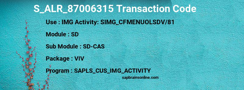 SAP S_ALR_87006315 transaction code