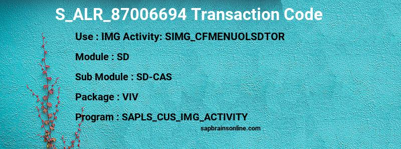 SAP S_ALR_87006694 transaction code