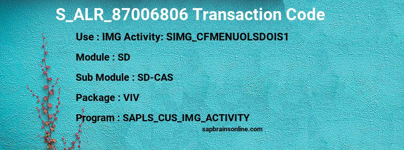 SAP S_ALR_87006806 transaction code