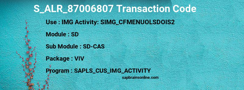 SAP S_ALR_87006807 transaction code