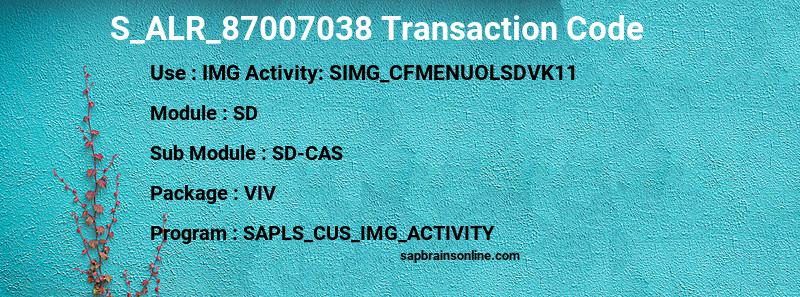SAP S_ALR_87007038 transaction code