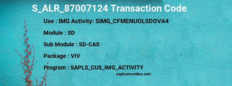 SAP S_ALR_87007124 transaction code