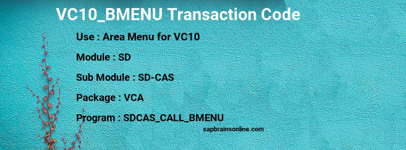 SAP VC10_BMENU transaction code