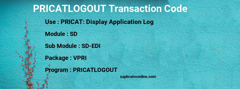 SAP PRICATLOGOUT transaction code