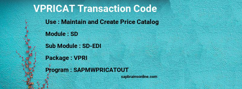 SAP VPRICAT transaction code