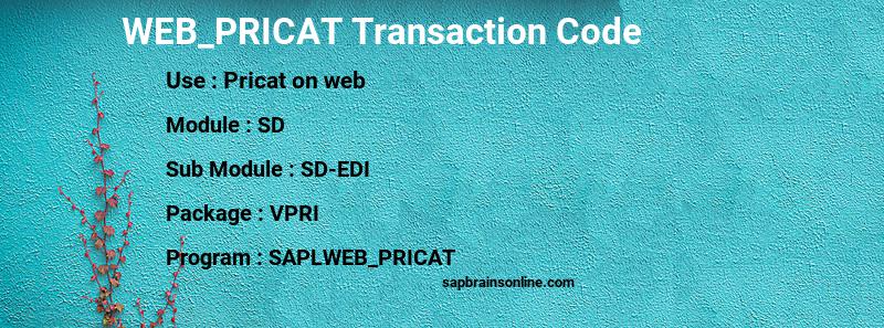 SAP WEB_PRICAT transaction code
