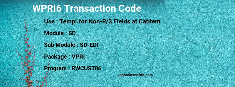 SAP WPRI6 transaction code