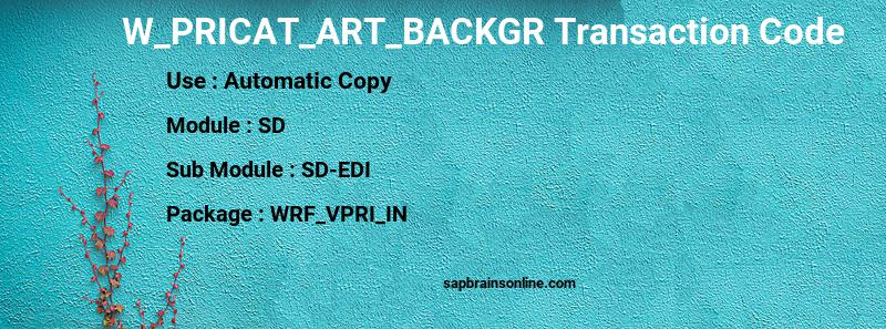 SAP W_PRICAT_ART_BACKGR transaction code