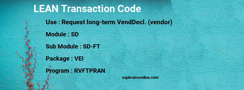 SAP LEAN transaction code