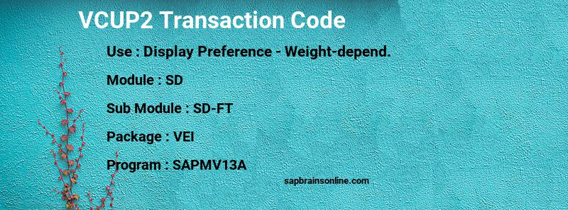 SAP VCUP2 transaction code