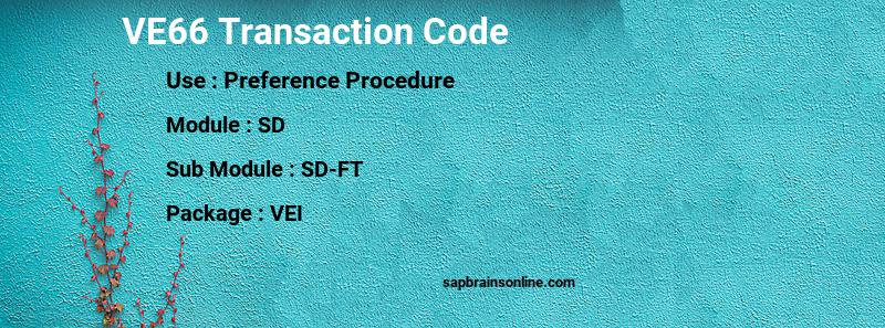 SAP VE66 transaction code