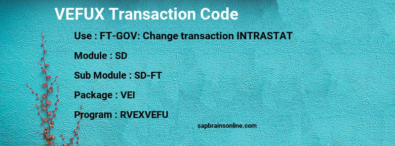 SAP VEFUX transaction code